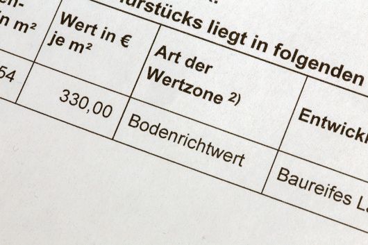 Foto: Dokument mit Bodenrichtwert